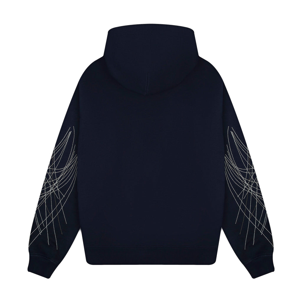 "sashiko" Zip Up navy