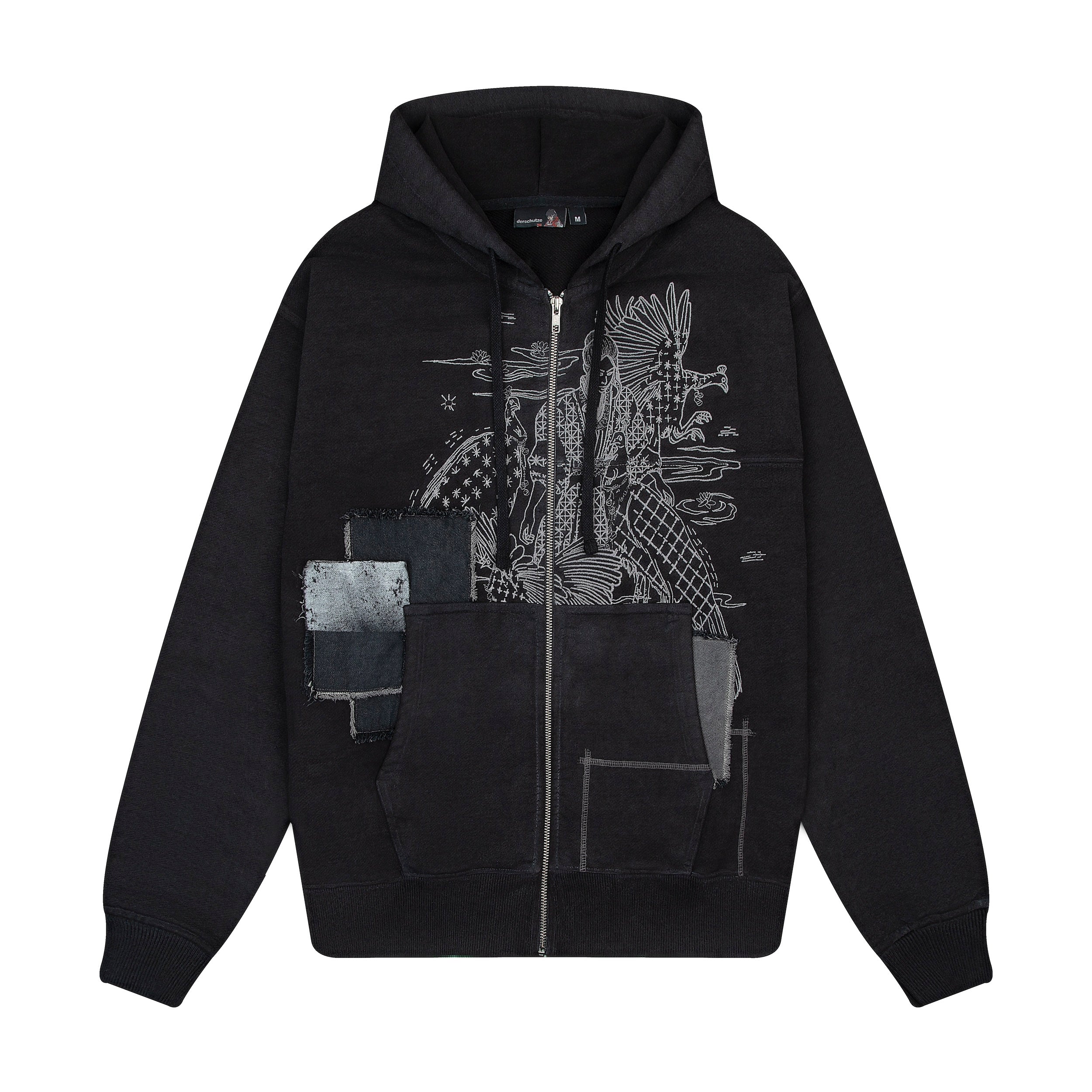 "sashiko" Zip Up black