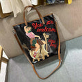 Chrome Heart Leather Bag Embroidered Cartoon Tote Bag