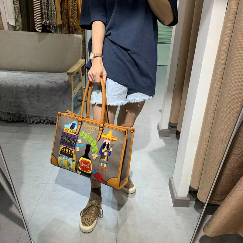 Chrome Heart Leather Bag Embroidery Embroidery Bag Shoulder Bag Crossbody Bag