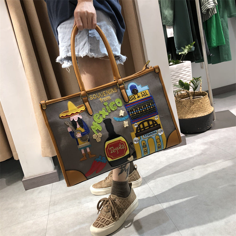 Chrome Heart Leather Bag Embroidery Embroidery Bag Shoulder Bag Crossbody Bag